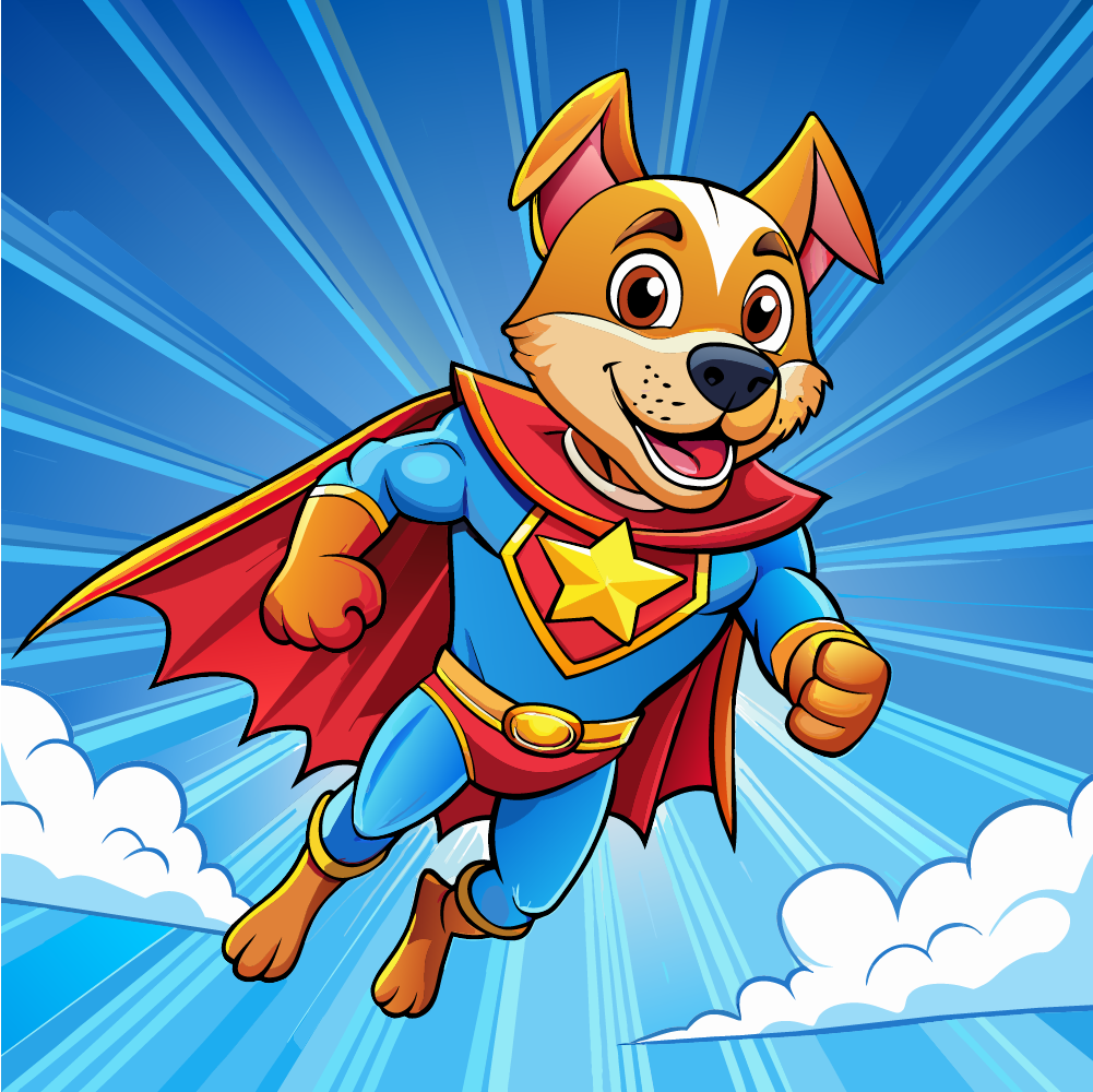 Perrito vestido de superheroe - SOS